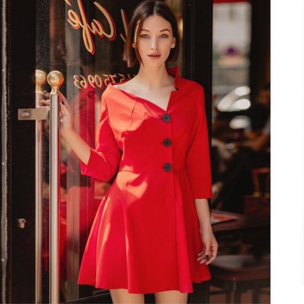 Quaint by Durlana Quantas Red A Line Dress Size 36